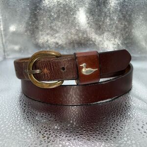 Leather Belt Mens Size 40 Brown Gold Tone Hardware With Duck Emblem Chore Cowboy